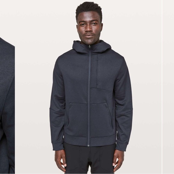 Lululemon City Sweat Full Zip Hoodie Thermo Men's Large Heathered Navy Jacket
